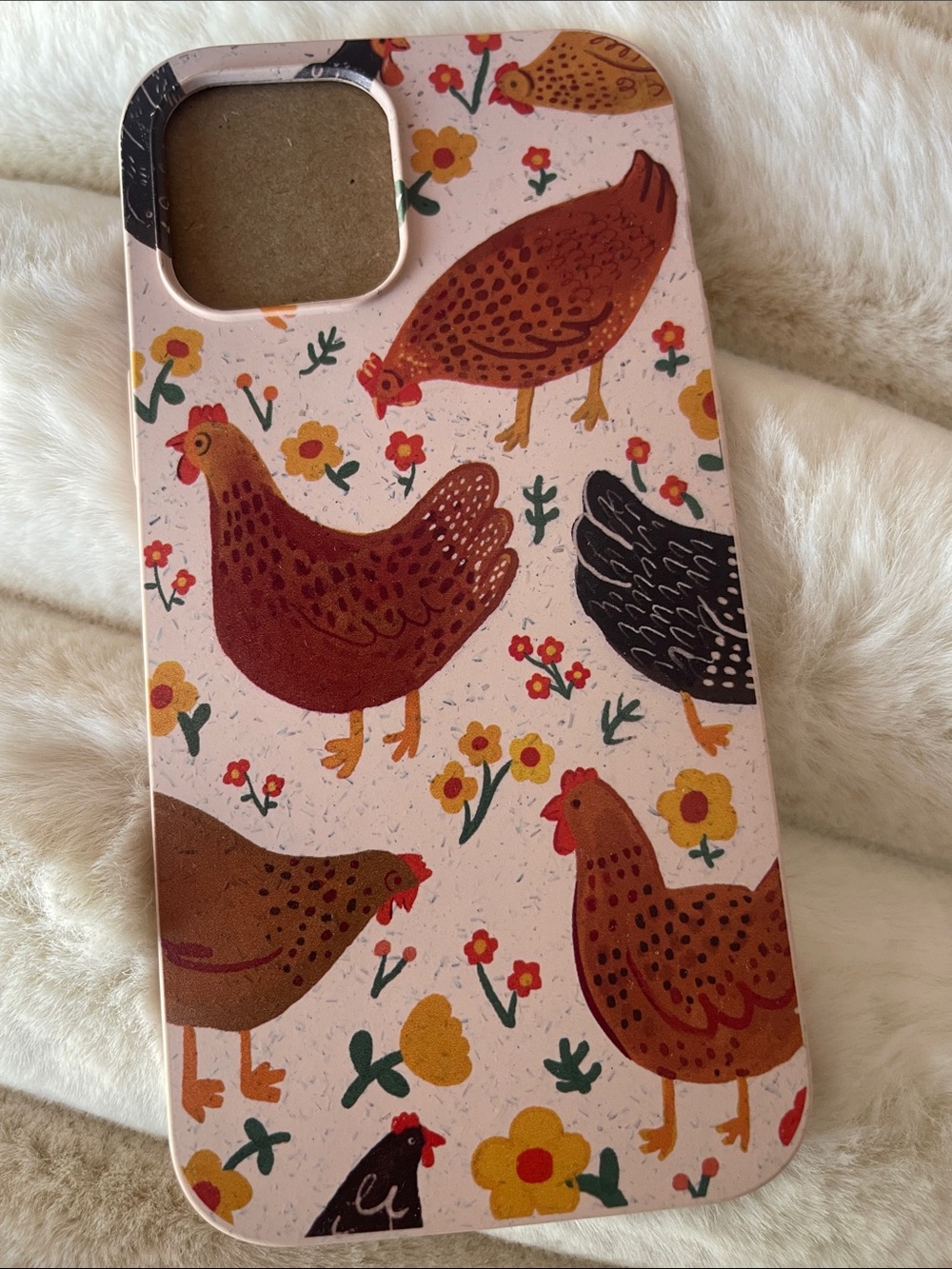 Pink Chicken Pattern Phone Case - Cute Farmhouse Style